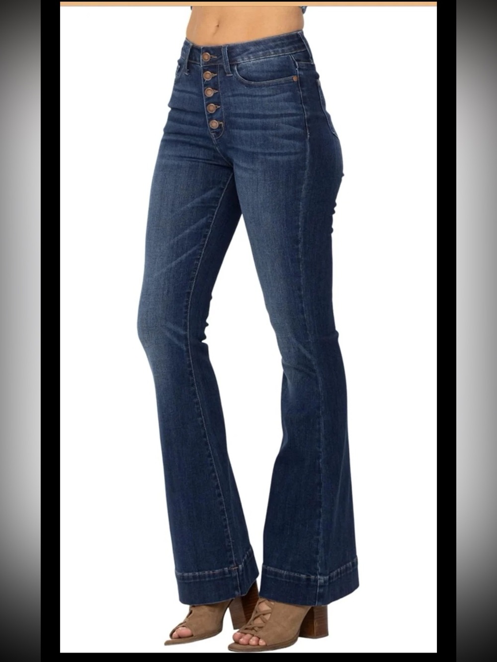 Judy Blue High-Rise 5 Button Fly Wide Leg Trouser Flare Jeans 88491 Size 11/30 - Picture 3 of 12